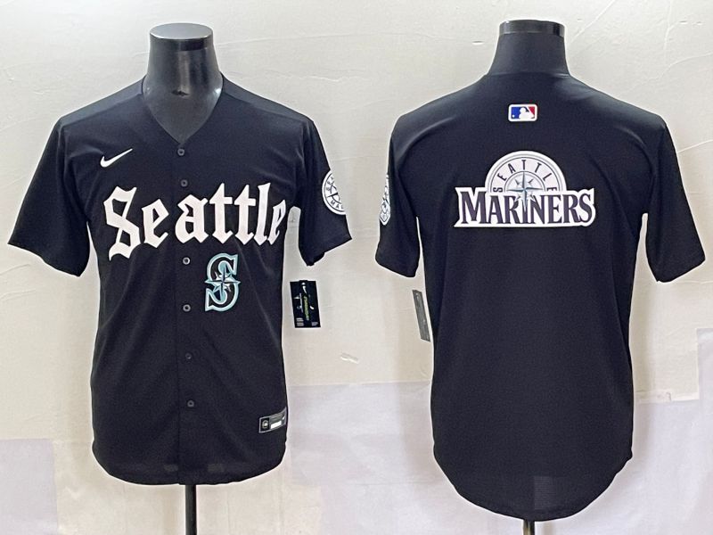 Men 2025 Seattle Mariners Blank black Five generations Joint Name Nike MLB Jersey style 22
